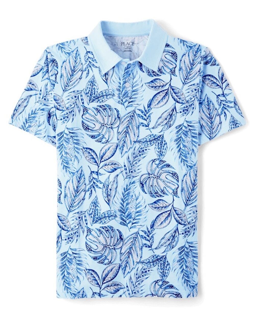 Children's Place Matching Family Blue Tropical Polo Shirt Size Large